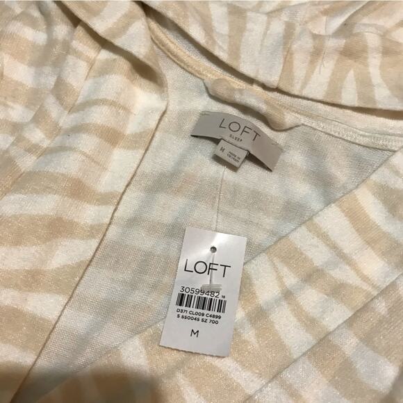 Loft NWT Cream White Zebra Print Hooded‎ Robe Dressing Gown Women’s Size Medium - Picture 2 of 3
